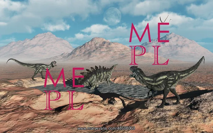 : Allosaurus dinosaurs stalk a Stegosaurus trapped in a mud ? : Allosaurus dinosaurs stalk a Stegosaurus trapped in a mud ?