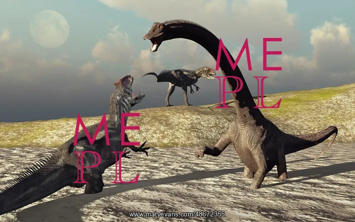  : An Allosaurus and Diplodocus dinosaur sinking