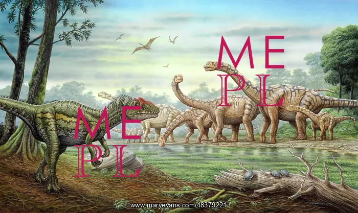 : An Allosaurus stalking a herd of Camarasaurus : An Allosaurus stalking a herd of Camarasaurus