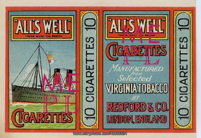 : All's Well Cigarettes by Redford and Co. packet design : All's Well Cigarettes by Redford and Co. packet design