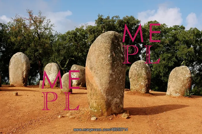 : Almendres Cromlech. Megalithic complex. Neolithic. Near Evor : Almendres Cromlech. Megalithic complex. Neolithic. Near Evor