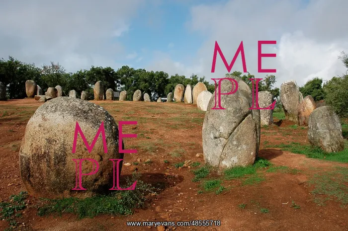 : Almendres Cromlech. Megalithic complex. Neolithic. Near Evor : Almendres Cromlech. Megalithic complex. Neolithic. Near Evor