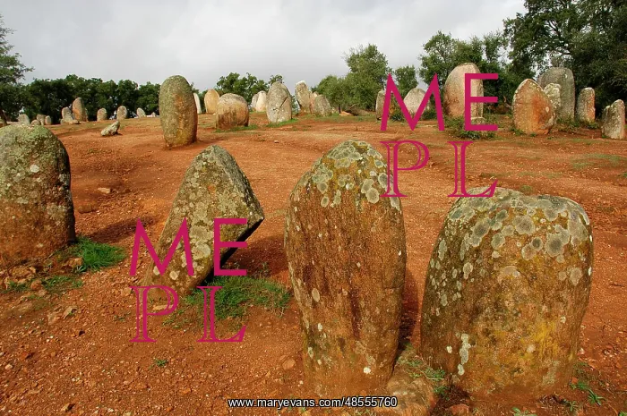 : Almendres Cromlech. Megalithic complex. Neolithic. Near Evor : Almendres Cromlech. Megalithic complex. Neolithic. Near Evor