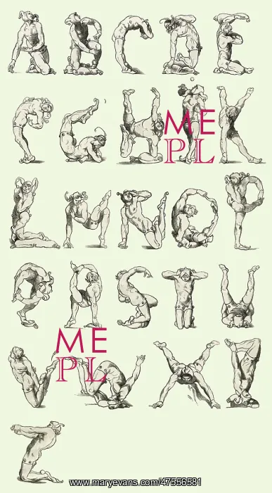 : Alphabet with acrobatic jester : Alphabet with acrobatic jester