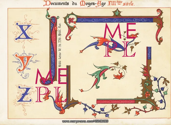 : Alphabet of decorative initial letters XYZ, 13th century : Alphabet of decorative initial letters XYZ, 13th century