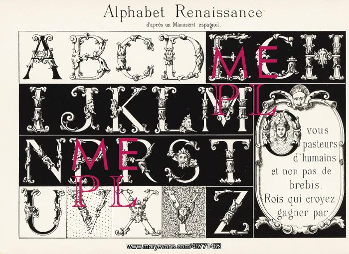 : Alphabet of initial letters from a Spanish manuscript : Alphabet of initial letters from a Spanish manuscript