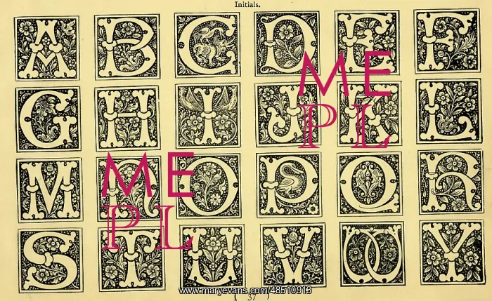  : Alphabet initials in floral style A-Z