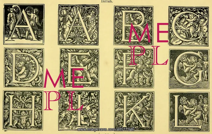  : Alphabet with putti, ornate initials A-L