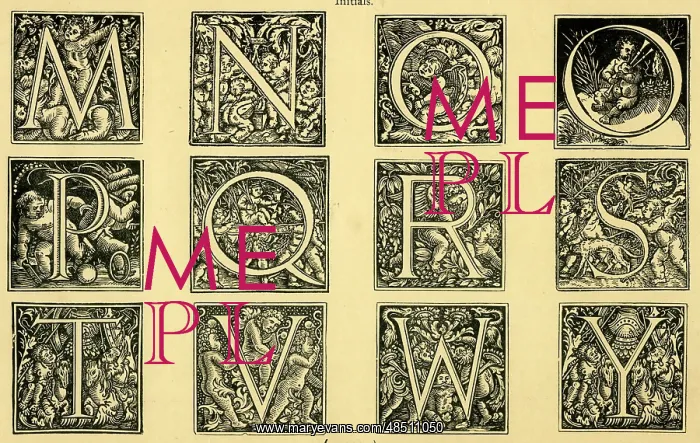 : Alphabet with putti, ornate initials M-Y