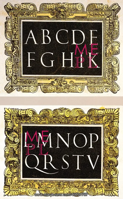  : Alphabets. Alphabet board, classic antiqua, by Giovanni Francesco Cresci,