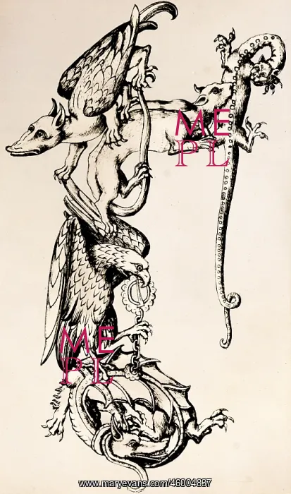 : Alphabets. Satirical alphabet, letter R, engraving by Master ES : Alphabets. Satirical alphabet, letter R, engraving by Master ES