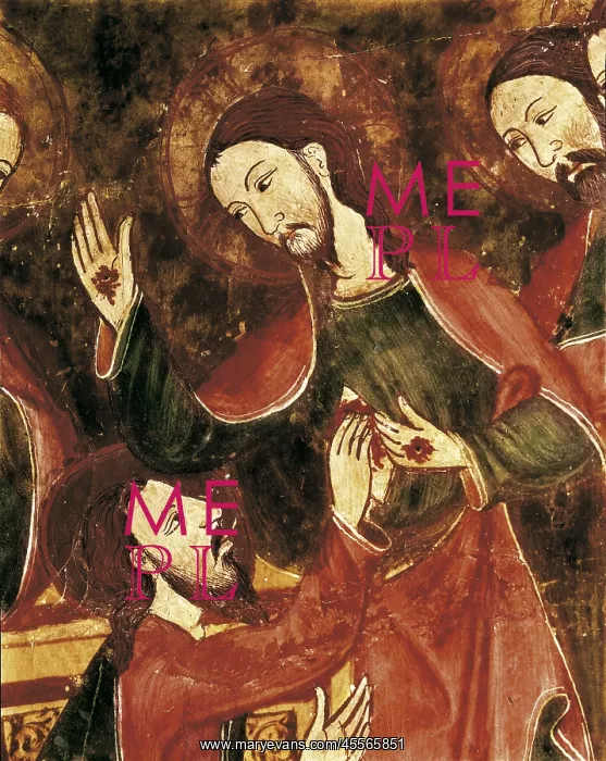 : Altarpiece of St. s.XIV. Left detail depicting : Altarpiece of St. s.XIV. Left detail depicting