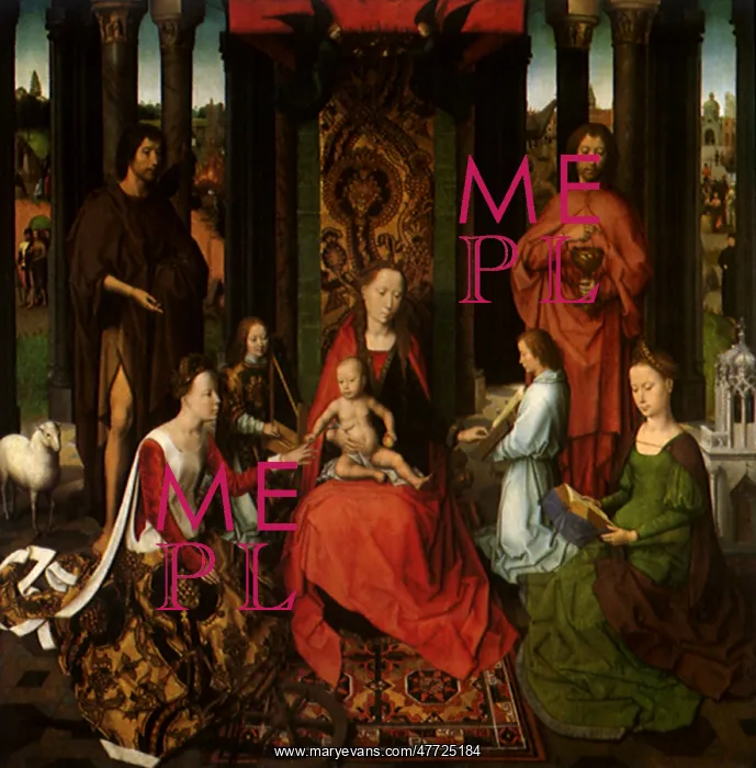 : Altarpiece of the Virgin with Saints and Angels, by Memling : Altarpiece of the Virgin with Saints and Angels, by Memling