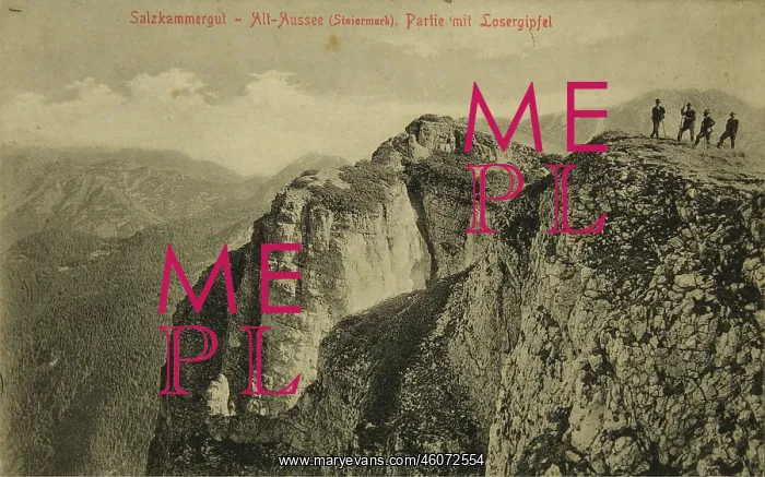 : Altaussee. Loser summit with four climbers : Altaussee. Loser summit with four climbers
