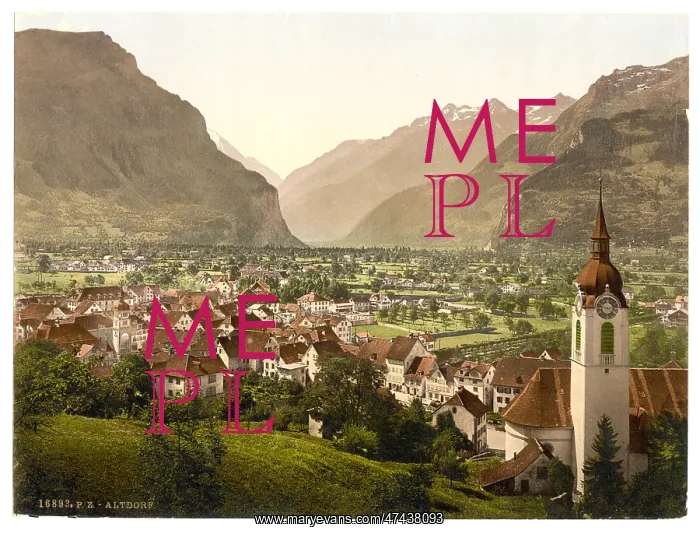 : Altdorf, general view, Lake Lucerne, Switzerland : Altdorf, general view, Lake Lucerne, Switzerland