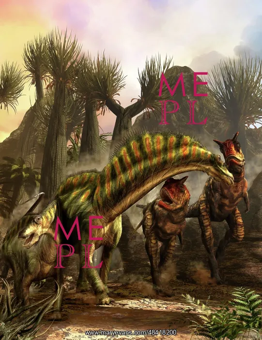 : Amargasaurus is fending off a pack of Carnotaurus : Amargasaurus is fending off a pack of Carnotaurus