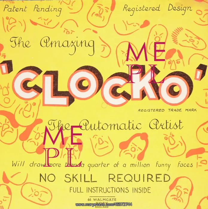 : The Amazing Clocko, the Automatic Artist, face stencil : The Amazing Clocko, the Automatic Artist, face stencil