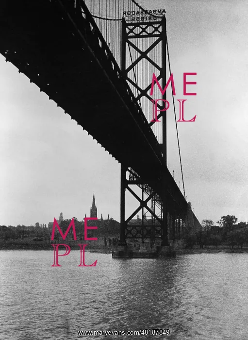 : Ambassador Bridge in Detroit, 1935 : Ambassador Bridge in Detroit, 1935