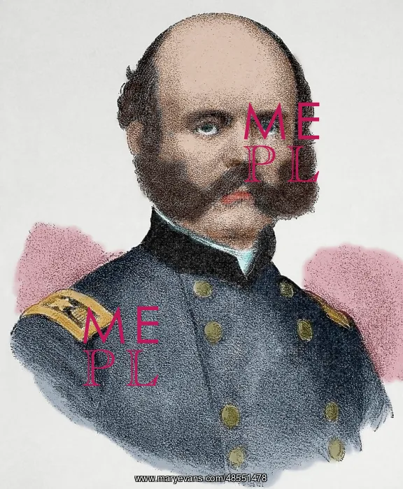 : Ambrose Everett Burnside (1824-1881). Colored engraving : Ambrose Everett Burnside (1824-1881). Colored engraving