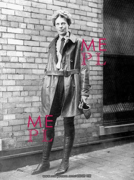 : Amelia Earhart, American pilot, in her flying clothes : Amelia Earhart, American pilot, in her flying clothes