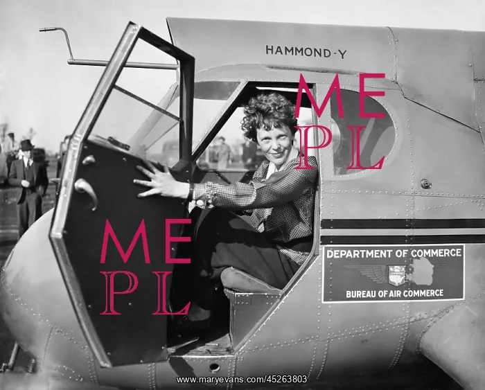: Amelia Earhart in Department of Commerce airplane : Amelia Earhart in Department of Commerce airplane