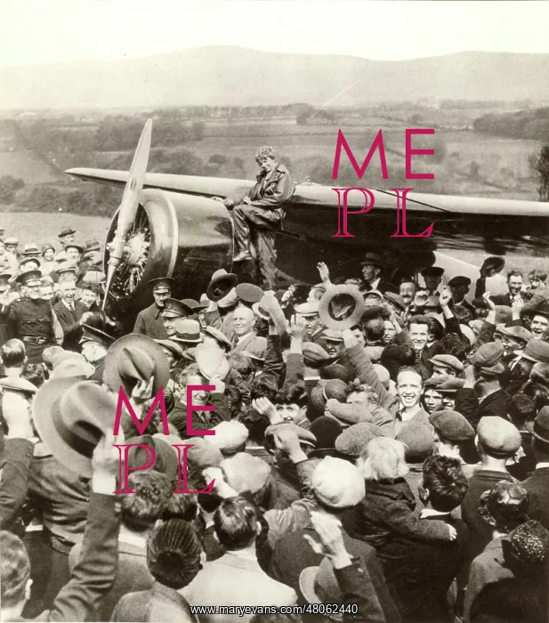 : Amelia Earhart with her Lockheed Vega 5b Old Bessie : Amelia Earhart with her Lockheed Vega 5b Old Bessie