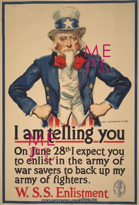 : American 1918 WW1 poster, with classic Uncle Sam : American 1918 WW1 poster, with classic Uncle Sam