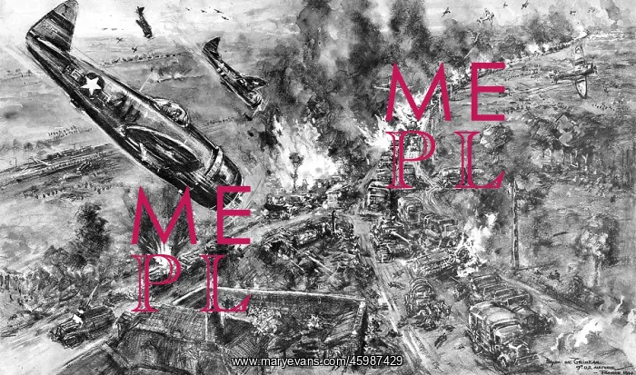 : American Aircraft attacking German Vehicles, Falaise : American Aircraft attacking German Vehicles, Falaise