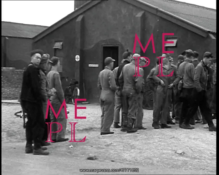 : American Airmen Queueing Up Outside A Building : American Airmen Queueing Up Outside A Building