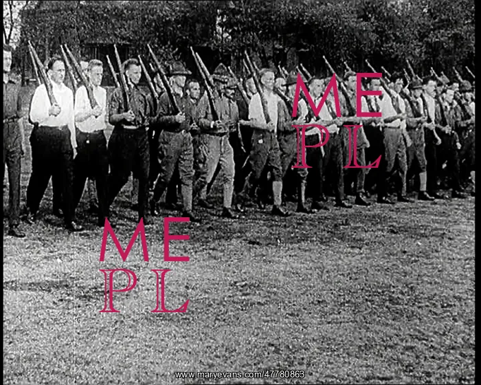: American Army Recruits Marching With Rifles Shouldered : American Army Recruits Marching With Rifles Shouldered