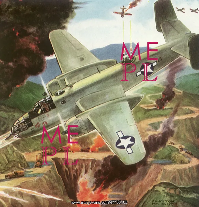 : American Bomber attacks Japanese Convoy : American Bomber attacks Japanese Convoy