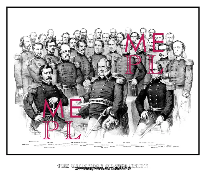 : American Civil War print featuring a group : American Civil War print featuring a group