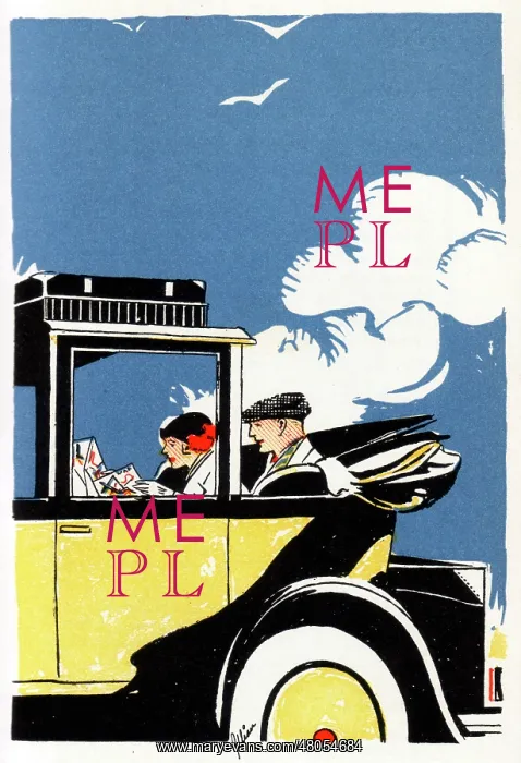 : American couple studying a map in an elegant automobile : American couple studying a map in an elegant automobile