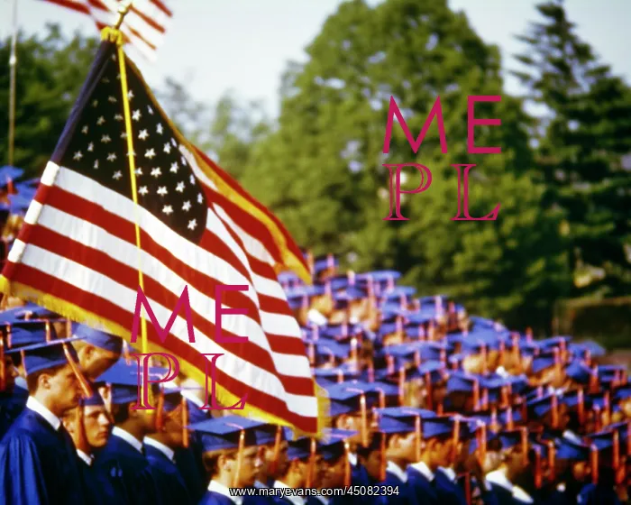 : American Flag Flying in Foreground : American Flag Flying in Foreground