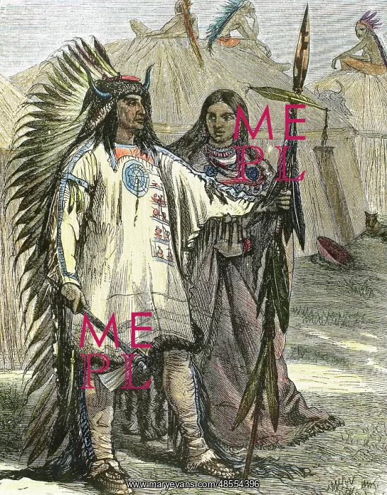  : American Indians. Colored engraving, 1880