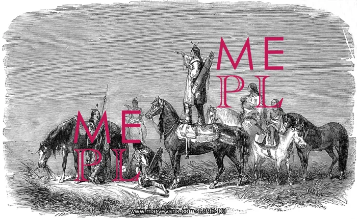 : American Indians. Pawnees looking out for the enemy. From a : American Indians. Pawnees looking out for the enemy. From a