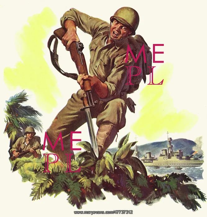 : American Infantryman attacking with Bayonette : American Infantryman attacking with Bayonette