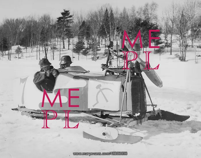 : American National Guardsmen try out a motorized sled, 1940 : American National Guardsmen try out a motorized sled, 1940