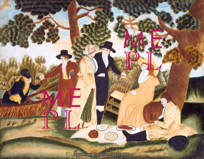 : American Picnic scene of 1800, painted in : American Picnic scene of 1800, painted in