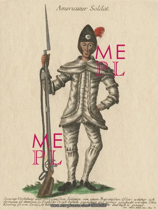 : American Revolution. Engraving of frontal : American Revolution. Engraving of frontal