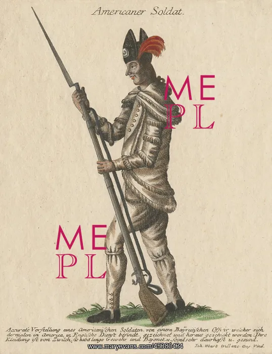 : American Revolution. Engraving of side view : American Revolution. Engraving of side view
