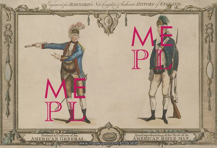 : American Revolution. Two uniformed figures : American Revolution. Two uniformed figures