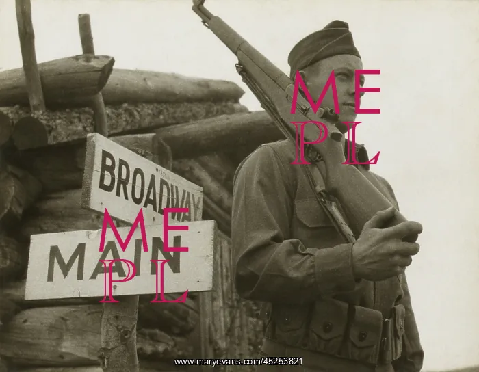 : American soldier stands guard at a remote post : American soldier stands guard at a remote post