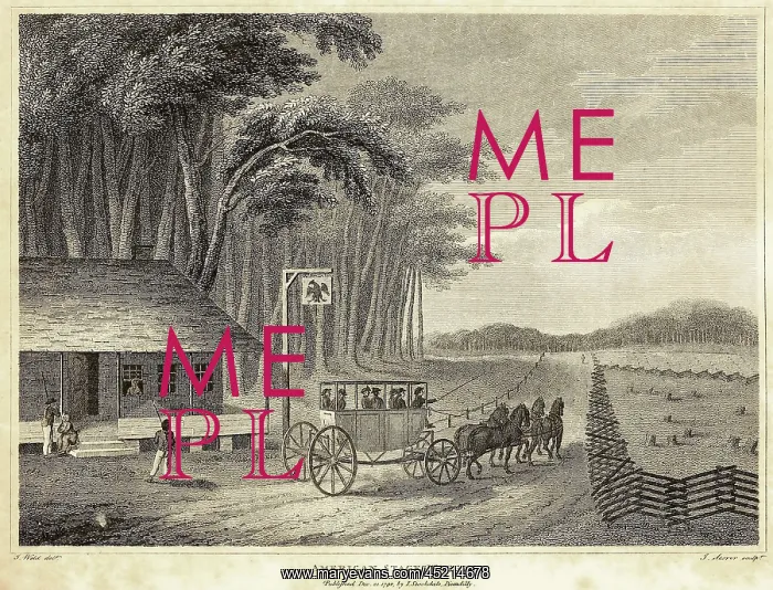 : American Stage Wagon leaving a tavern. Ca. ? : American Stage Wagon leaving a tavern. Ca. ?