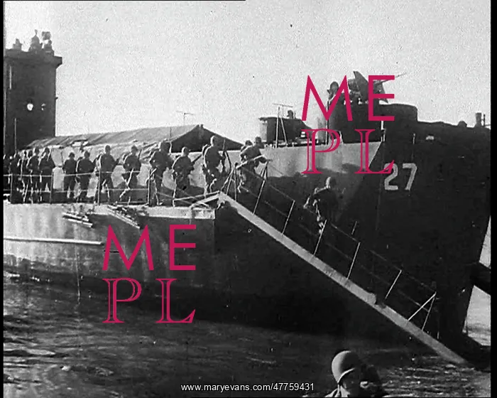 : American Troops Disembarking a Large American : American Troops Disembarking a Large American
