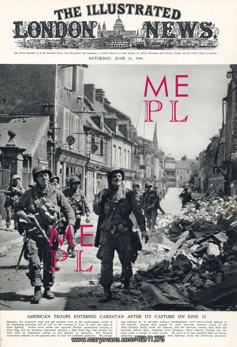 : American troops entering Carentan, 1944 : American troops entering Carentan, 1944
