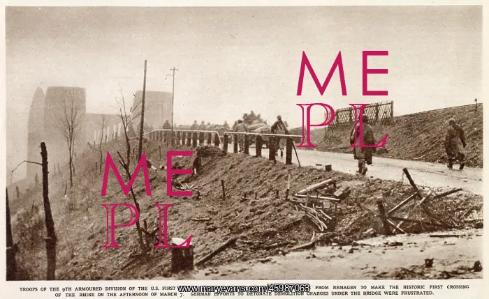 : American Troops heading for the Bridge at Remagen : American Troops heading for the Bridge at Remagen