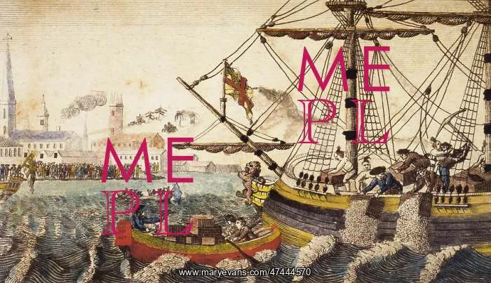  : Americans throwing the cargoes of the Teaships into the rive