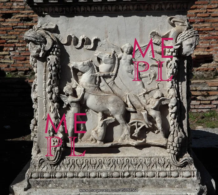 : Amorini hauling the chariot of Mars (replica) : Amorini hauling the chariot of Mars (replica)