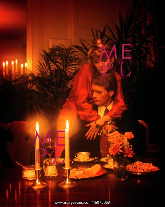 : Amorous Elegant Couple at Candle Light Mood Dining : Amorous Elegant Couple at Candle Light Mood Dining